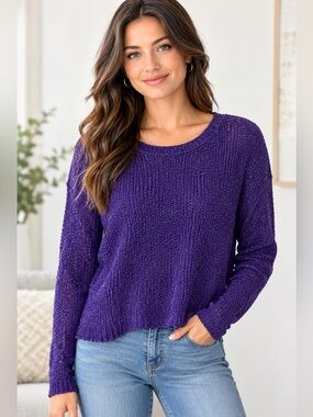 wooden ships Purple Knit Crew Neck Sweater